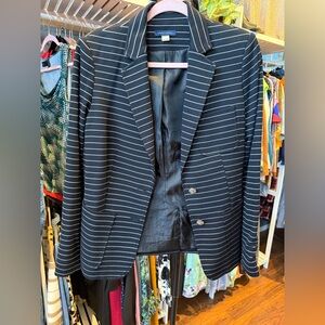 Tommy Hilfiger Black Blazer with White Pinstripes